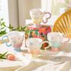 Hand-Painted Relief Goblet Household Ceramic Cup Drinking Cup Coffee Cup Cute Milk Oat Cup