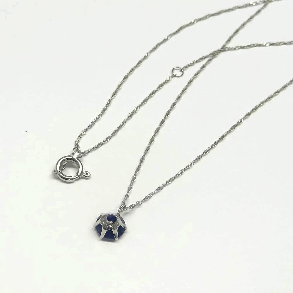 and My Jewelry Sapphire Pendant Necklace 4135 Wrapping [Your Box] Platinum-Framed [September Birthstone] [Gift Included] (Sapphire)