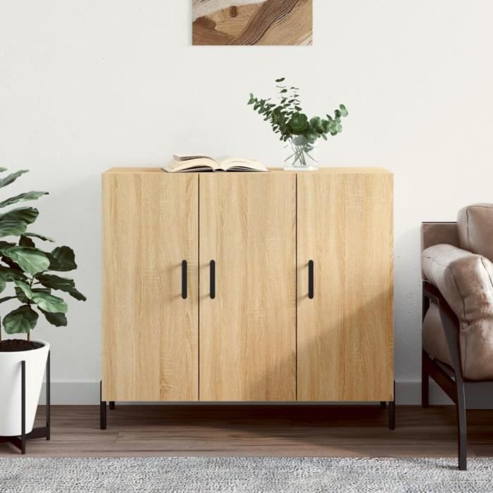 VidaXL Buffet chêne sonoma 90x34x80 cm bois d'ingénierie 828119