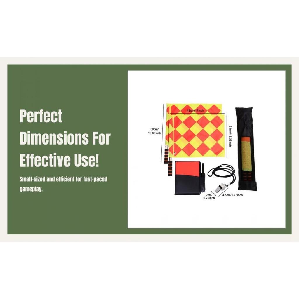 Soccer Referee Flags Kit Accessories Set Whistle Sponge Handle Notebook
