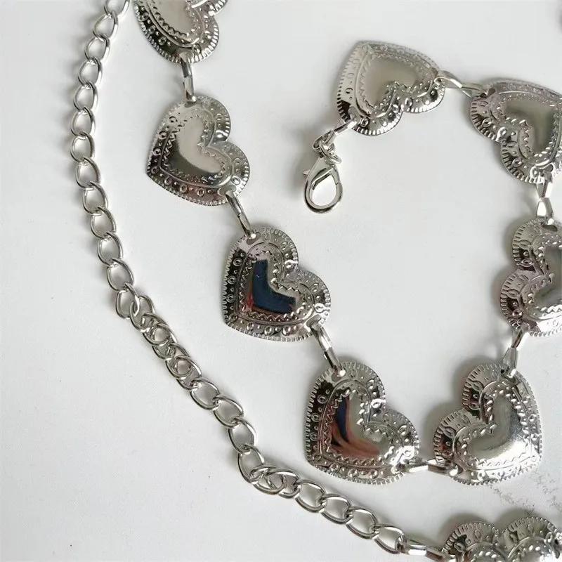 Vintage Damen Hüftgürtel Weiblich Metallisch Herzförmige Kette Gürtel Quaste Taille Kette Gürtel Damen Dekorativer Metall Körper Schmuck