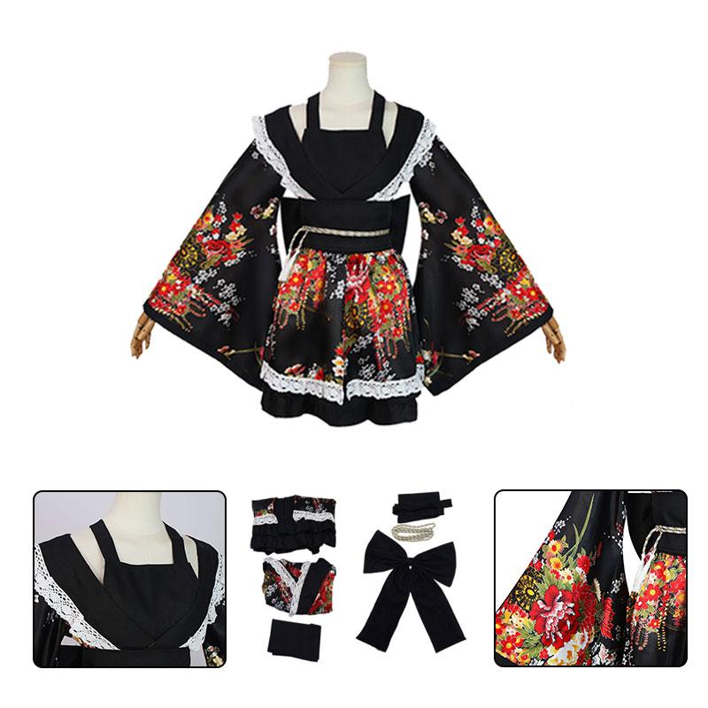 Gokuraku Maria Jodo Maid Outfit Cosplay Costume Set Lolita Uniform Play Role
