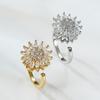 ZAKOL Fashion Crystal Sunflower Rings For Women Elegant Clear Zirconia Adjustable Flower Ring Engagement Wedding Zircon