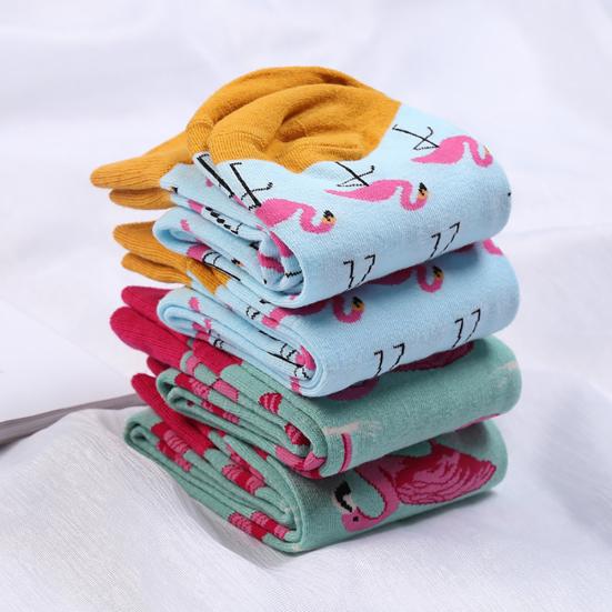 Winter Funny Animal Printed Flamingo Men Sock Elastic Cotton Casual Adult Sock