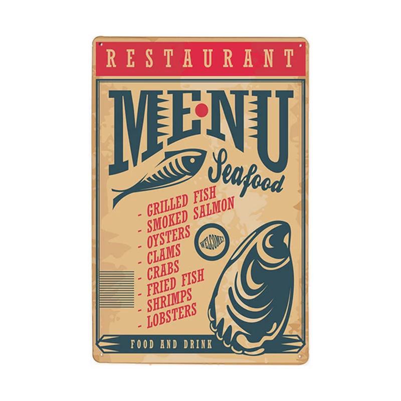 Fried Chicken,Cake,Cheese, Beef Steak Metal Tin Sign Vintage Plate Plaque Iron Painting Pin Up Wall Decor For Restaurant Kitc