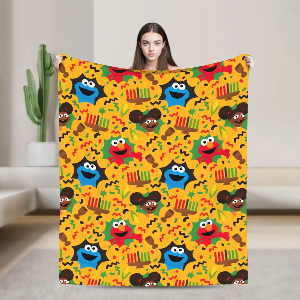 Oscar the Grouch Big Face Blanket S-Sesames Streets Warm Soft Plush Bedding Throws For Couch Chair Sofa Bed Bedspread Bed Cover