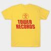Men Black Print T-shirt Tower Records No-Cut Transfer Paper Print Cotton Tshirt