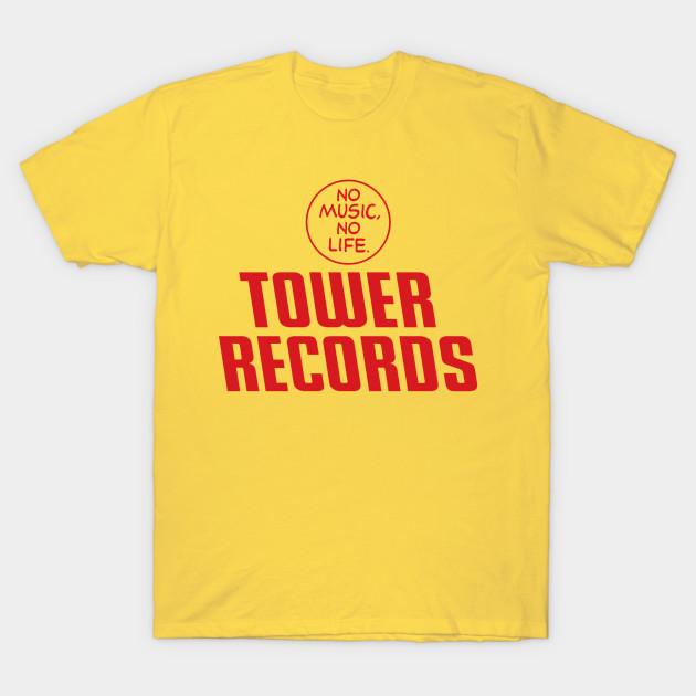 

Men Black Print T-shirt Tower Records No-Cut Transfer Paper Print Cotton Tshirt 4XL жовтий