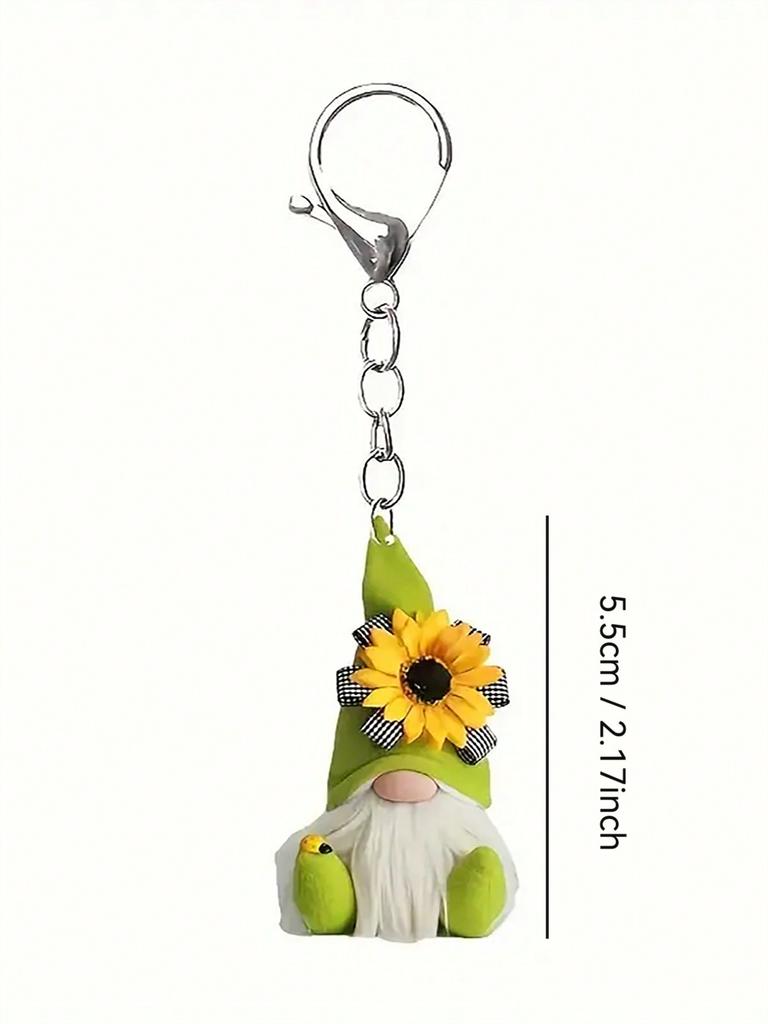 Sunflower and Grid Patterned Dwarf Themed Keychain Pendant Keychain Accessory Suitable for Wallets and Backpacks Easy To Install