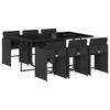 VidaXL Garden Dining Set Cushions 7pcs Black Wicker 3277854
