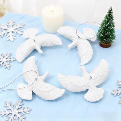 Enfeites de Pássaros de Natal Decoração Pendurada de Pássaro da Paz Branco Artificial para o Natal