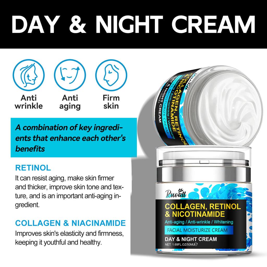 50ml Pressed Jar Morning & Night Hydrating Face Cream Mooth Delicate Radiant and Translucent Rapid Absorption of Skin Retinol Anti Aging Serum