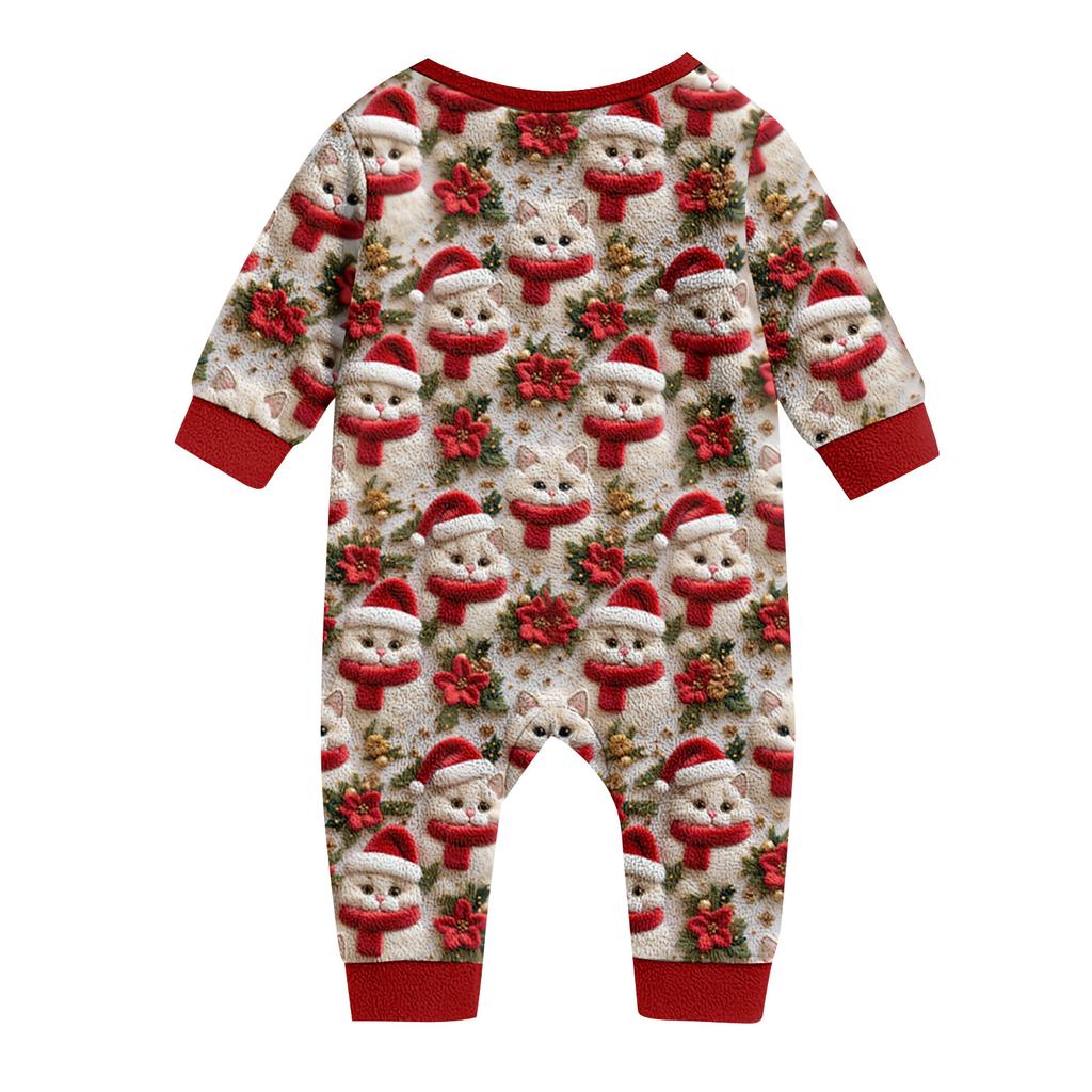 Set de pijama din flanelă cu imprimeu de Crăciun coordonat pentru familie, cu bluză cu mânecă lungă și pantaloni