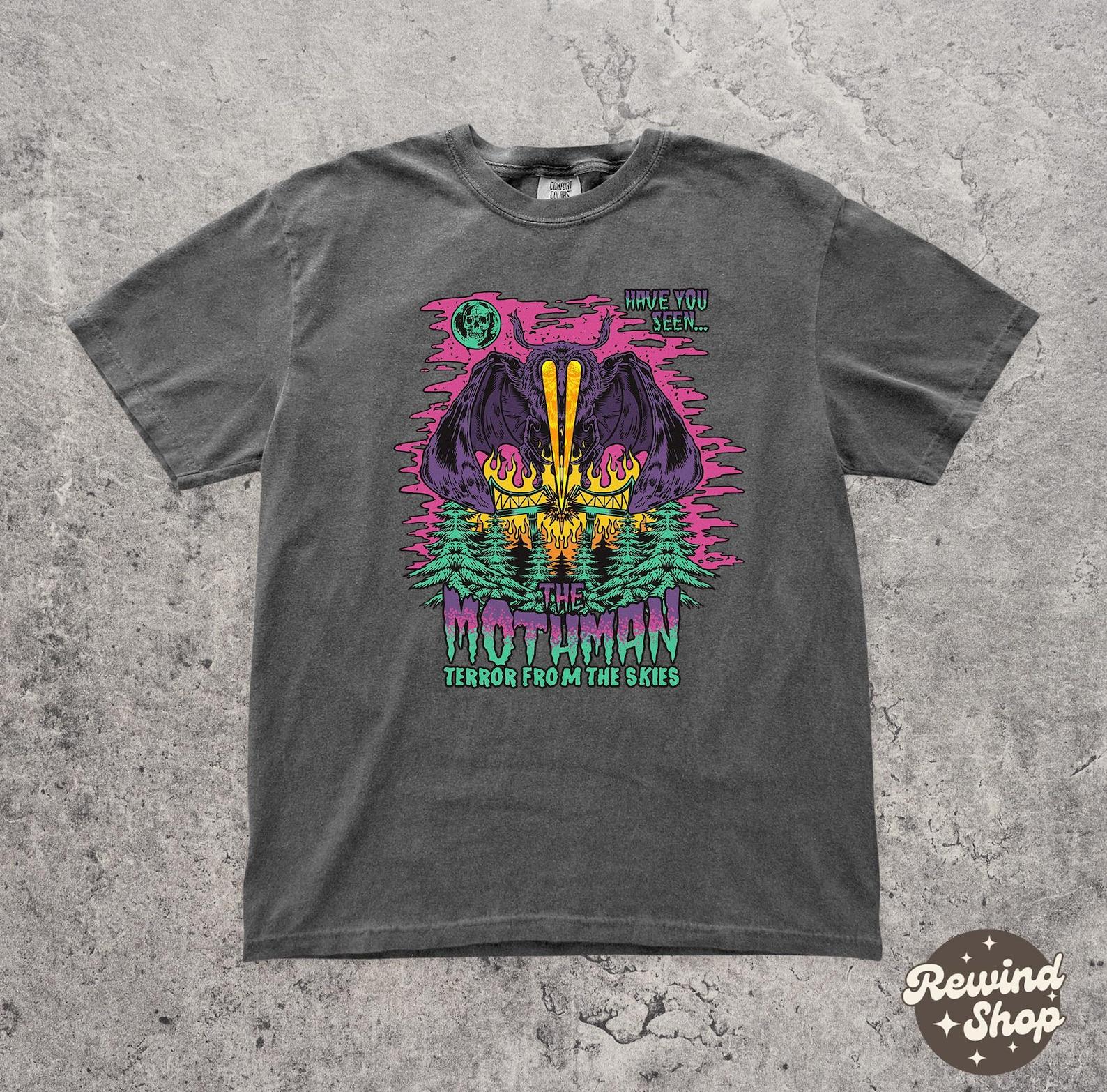 Mothman Comfort Colors Tshirt - Funny Moth Graphic Tee - Cryptidcore Shirts L