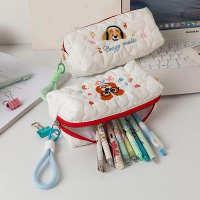 Large Capacity Dog Pen Bag Embroidered Dog Student Stationery Bag Cute Pencil Pouch  Student