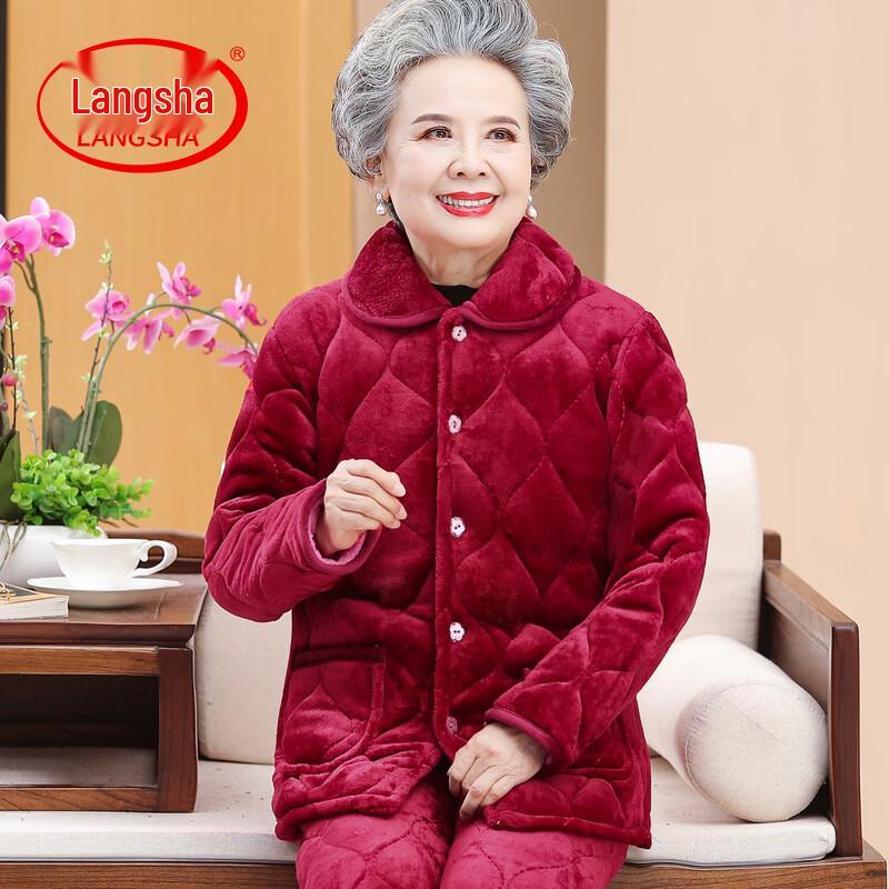 LangSha Women s Warm Fleece-Lined Winter Home Wear Set 3XL