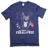 4 juli grappige wasbeer verwilderd en vrij t-shirt gratis patriottische VS vlag grappig t-shirt