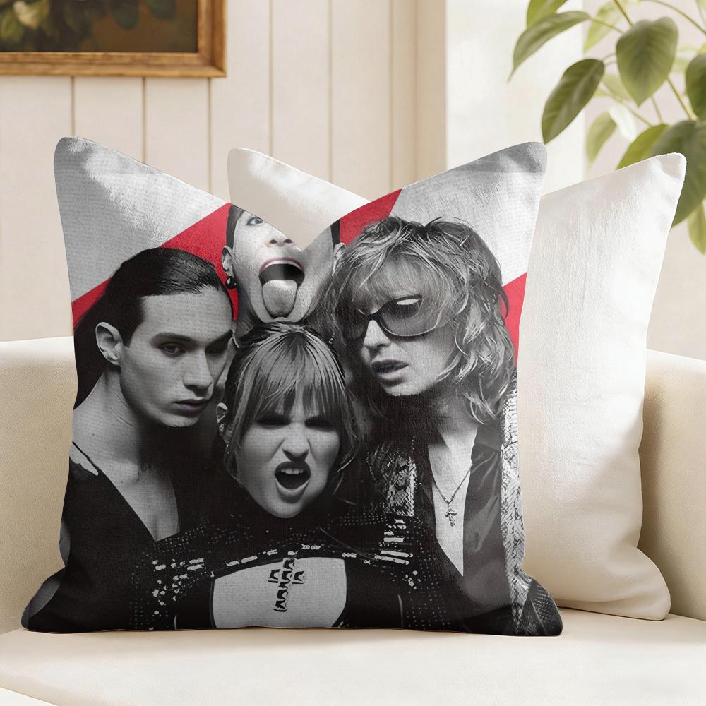 MManeskin Rock Band Cushion Cover Eco Linen Pillow Case DoubleSided Print Breathable Durable Zipper Home Decor Gift