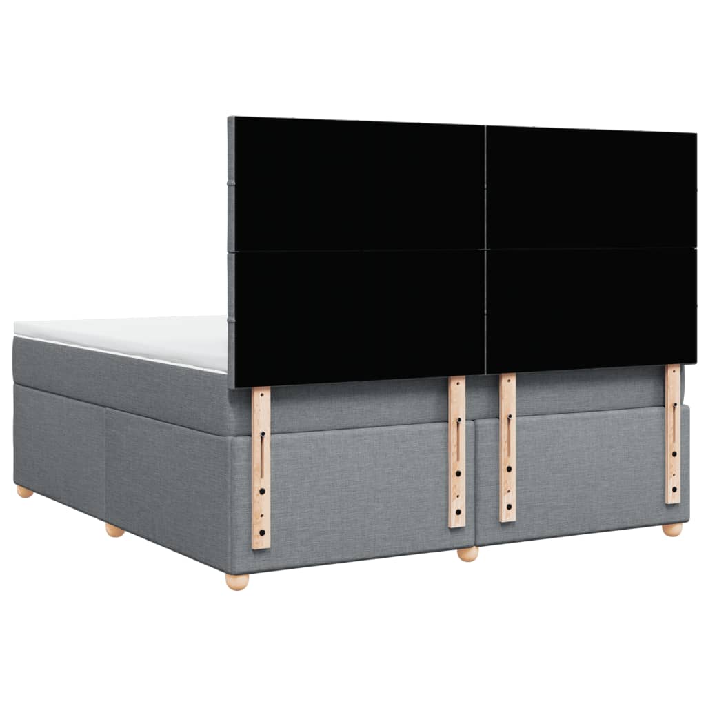 Box Spring Bed with Mattress Light Grey 180 x 200 cm Fabric
