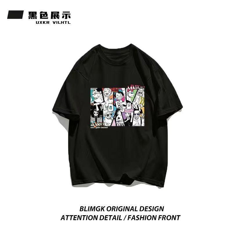 

ONE PIECE Japanese Animation Pure Cotton Printed Shortsleeved Tshirt Summer Korean Unisexs and Womens Couple Tops Tide S
