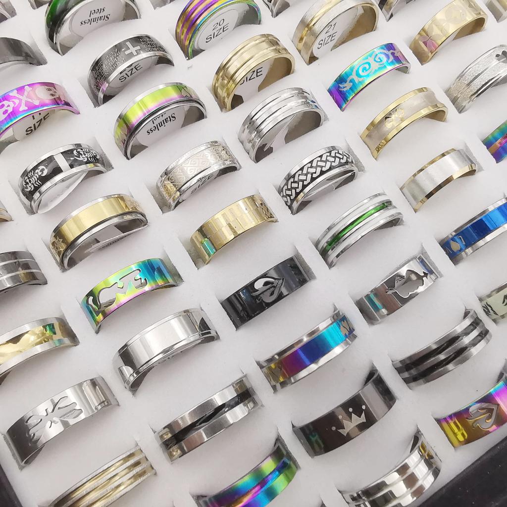 20Pcs Stainless Steel Ring Men's Jewelry Personality Fashion   Ring