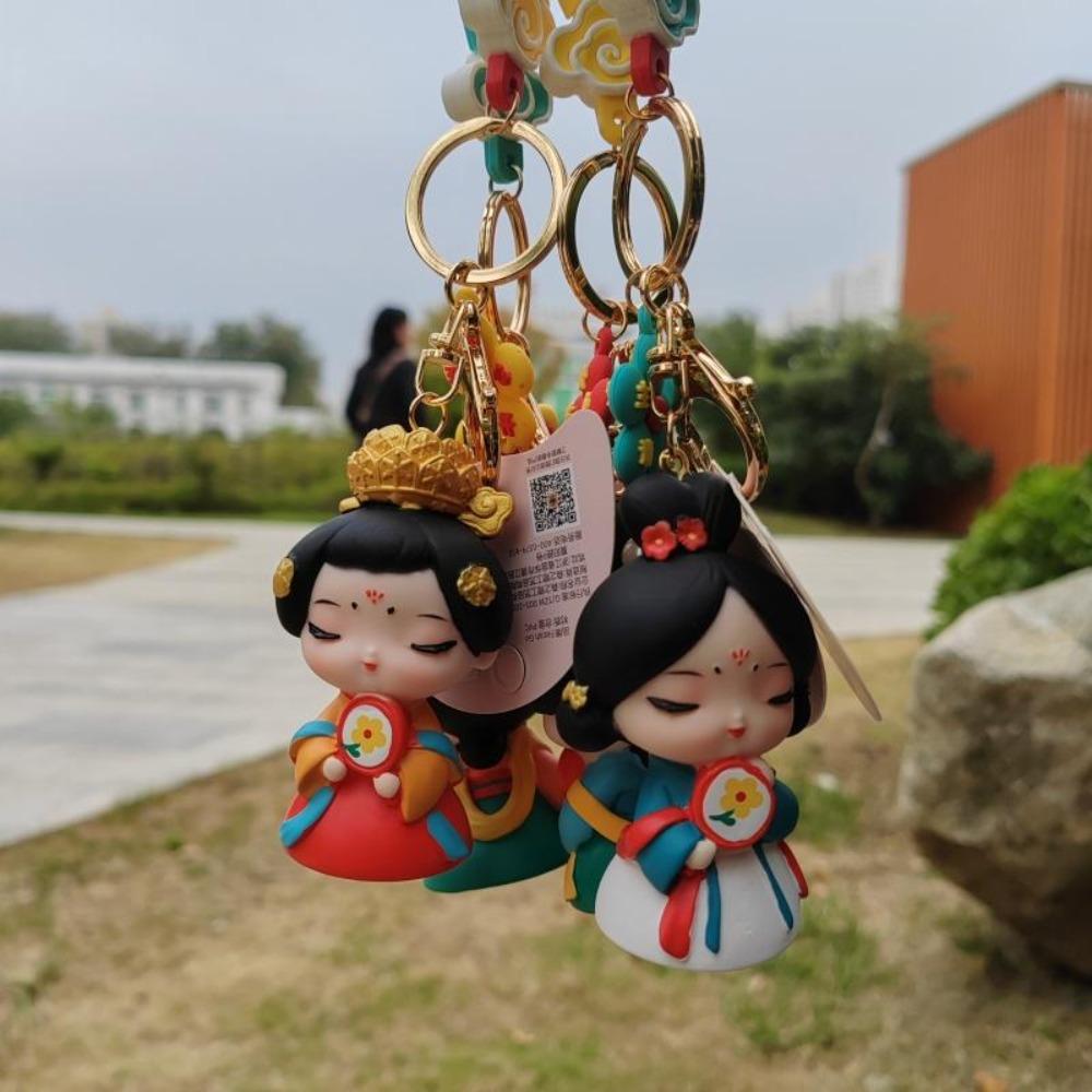 Bag Hanging Chinese Style Keychain Silicone Rubber Car Key Ring Cartoon Dolls Pendant  Girls