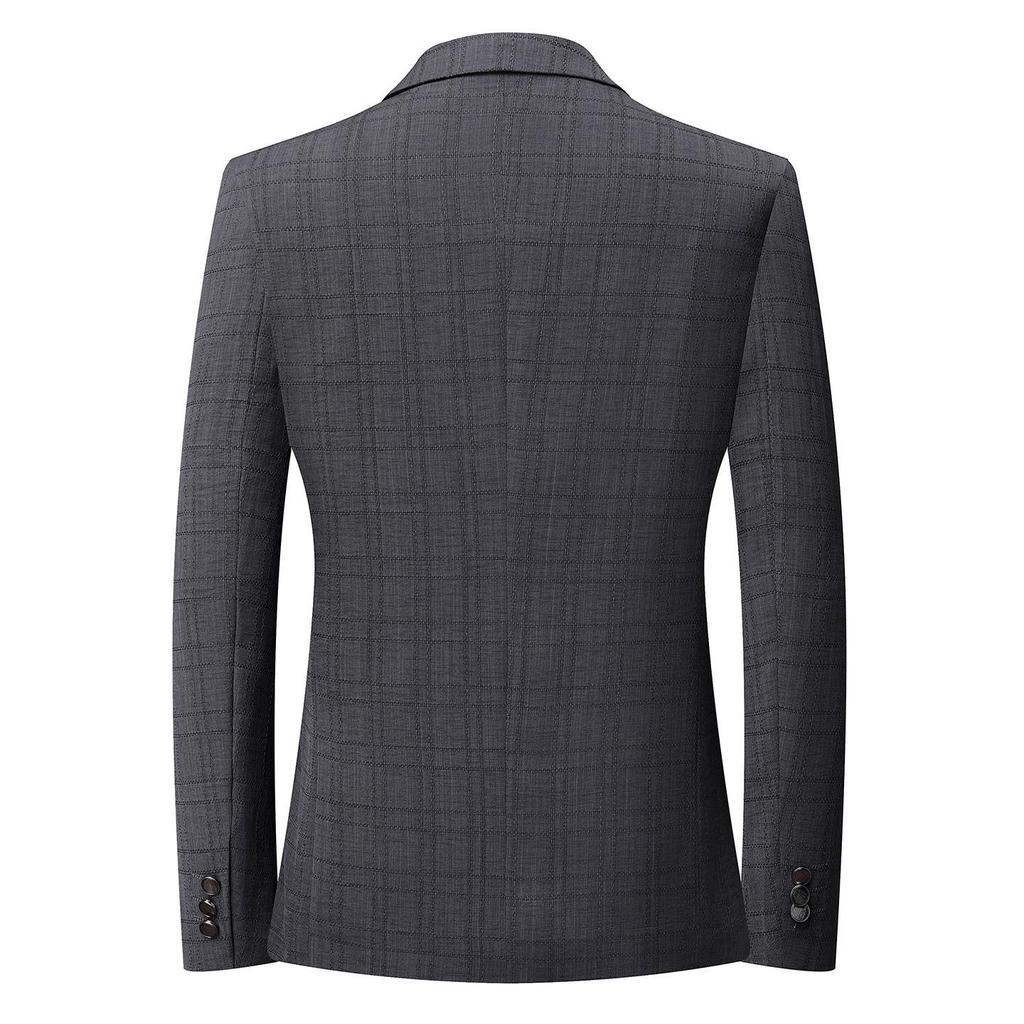 Herren Slim Fit bügelfreier karierter Blazer im koreanischen Stil - Business Casual Frühlingsjacke