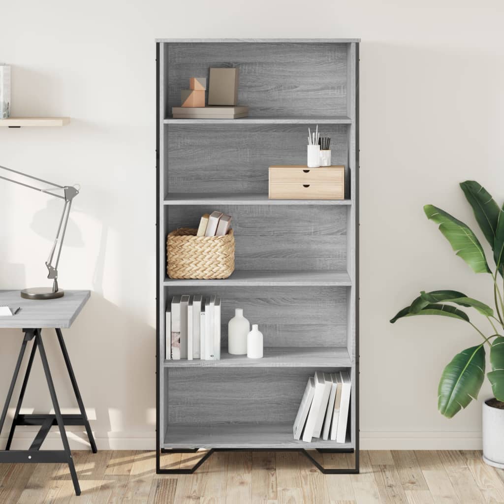 Bookshelf Grey Sonoma 80x31x169 Cm Engineered Wood