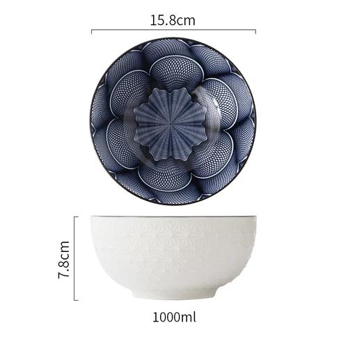 1Pcs Japanese tableware ceramic bowl single student dormitory bowls fruit salad soup rice net red noodles bowl zero waste