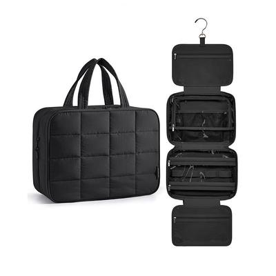 Trousse de toilette de voyage moelleuse avec rangement pour bijoux et pochette suspendable