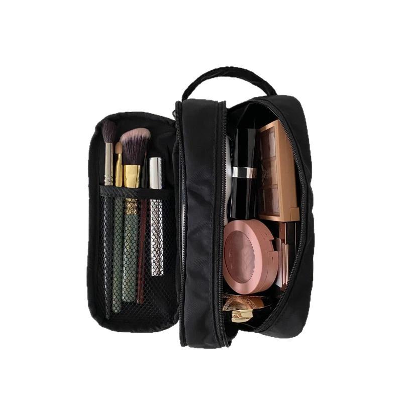 Double Layer Cosmetic Bag Travel Makeup Organizer Large Capacity Toiletry Bag Multifunction Pencil Case Brush Holder