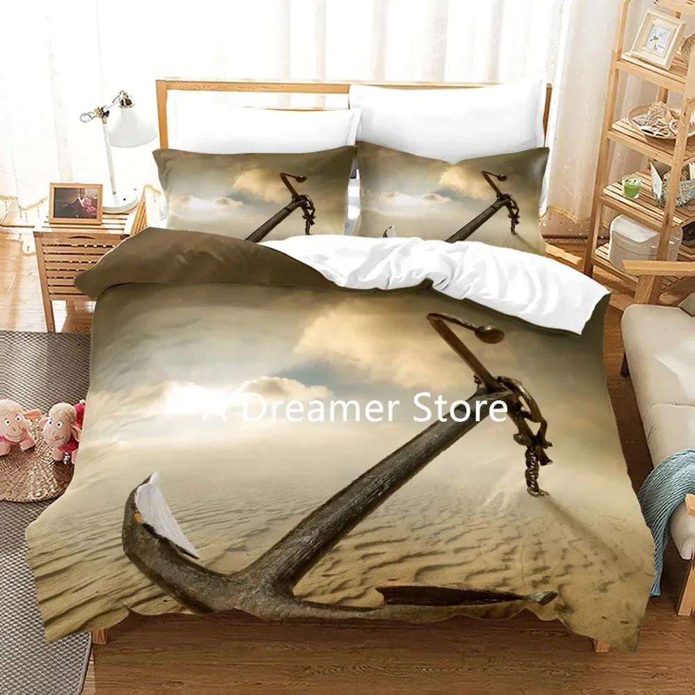 Blue Anchor Quilt Cover Anchor Comfortable Duvet Quilt Cover Pillowcase Bedding Set Children Bedroom Decoration Home Textile