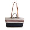 Niche high-end handbag women's 2025 new striped canvas bag large-capacity shoulder underarm commuter bag