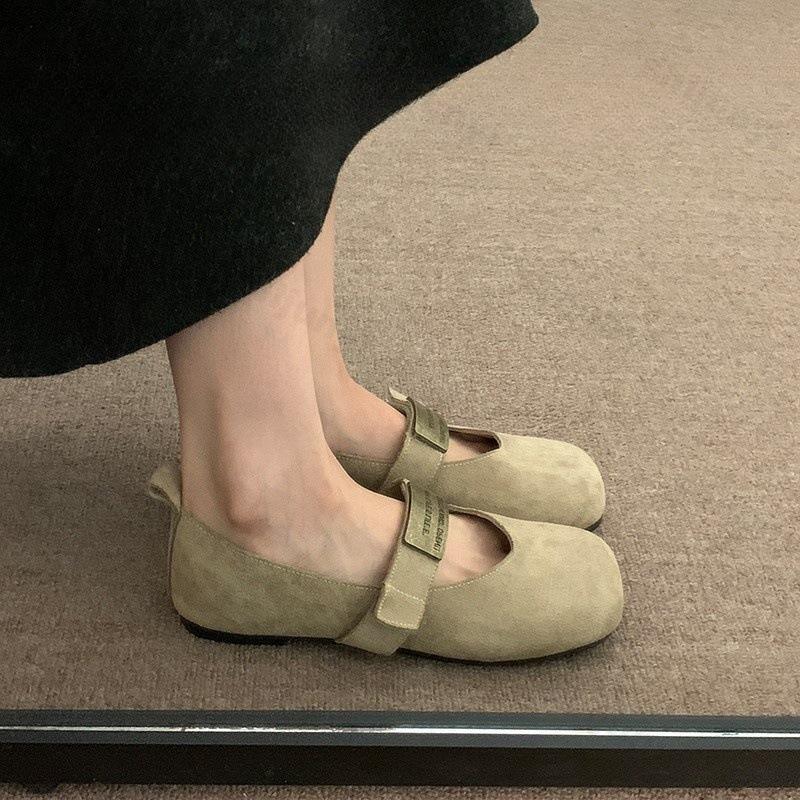 Women's Retro Suede Mary Jane 2026 Autumn Comfortable Non Slip Outdoor Casual Shoes Leopard Print Shallow Mouth Flat Shoes