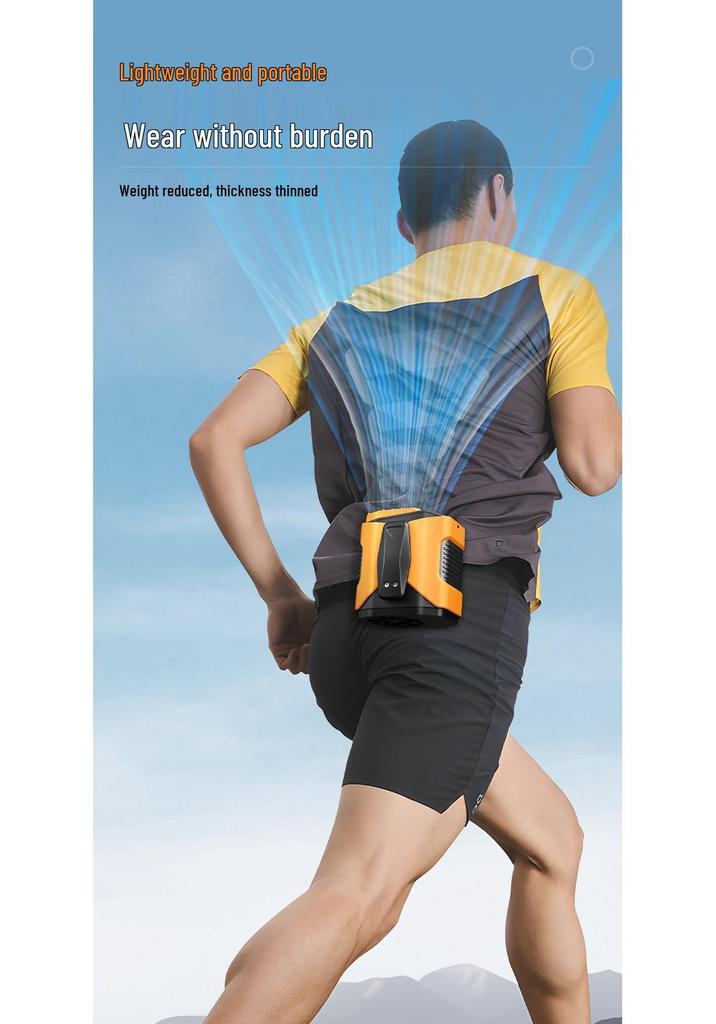 Portable Rechargeable Neck and Waist Fan with Large Capacity, Outdoor Lighting, and Long Battery Life