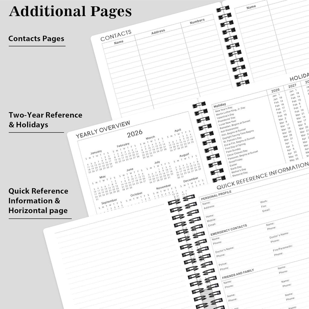 2026 Planner - Weekly & Monthly Planner 2026, Planner 2026, From January 2026 - December 2026, 6.25 in × 8.3 in, Flexible Cover, Twin-Wire Binding -