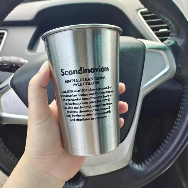 

Кружка з нержавіючої сталі на 500 мл, срібна, з подвійною стінкою, кава, чай, вино, молоко, пиво, стакан, портативний кухонний посуд для подорожей. As Picture