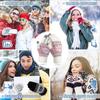Winter Touch Screen Gloves Snow Flower Printing Keep Warm for Women and Men