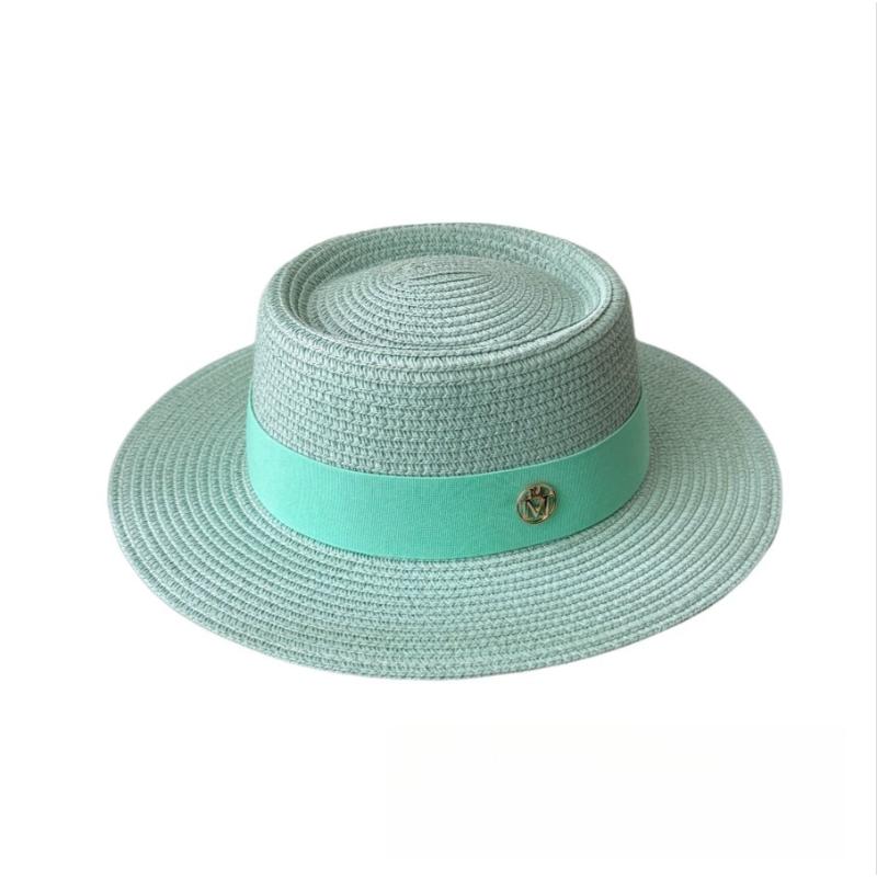New Summer Straw Sun Hats for Women Ladies Fashion Flat Brim Ribbon Beach Hat Travel Dress Cap Chapeau Femme