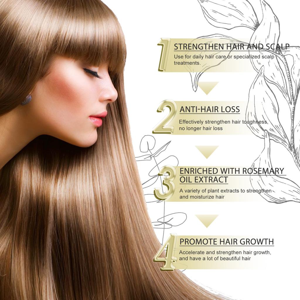 Rosemary Hair Oil Treatment for Damaged Hair, Smoothing Frizz, Nourishing Shine, Mild Hair Care Essence for All Hair Types