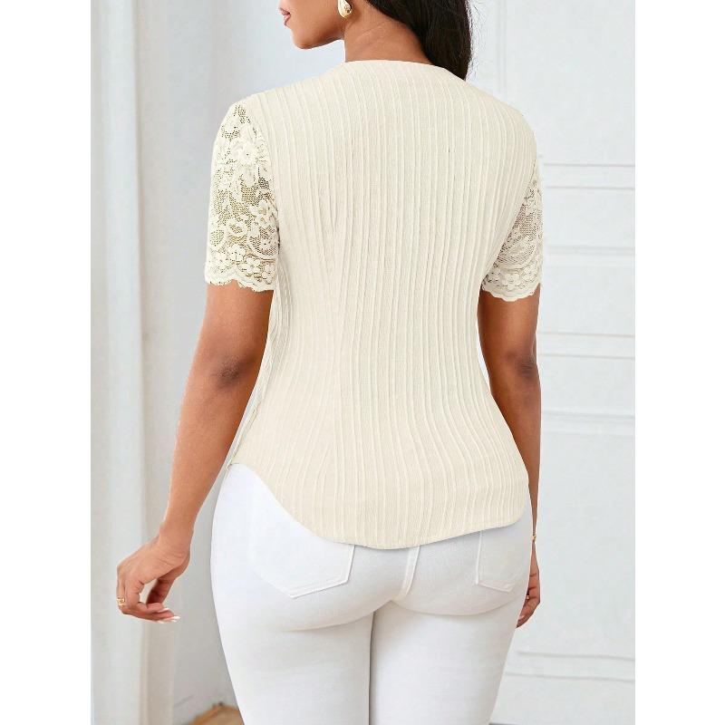 YYFS Damenmode, lässig, Sommer, Frühling, einfarbig, bedruckt, kurzärmelig, V-Ausschnitt, Blusen und Hemden