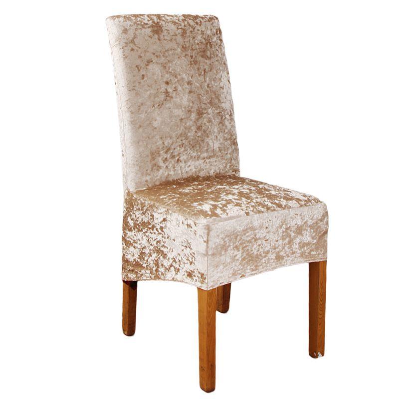 

Премиальные чехлы на обеденные стулья из мятого бархата с эластичной тканью, устойчивой к сминанию Champagne