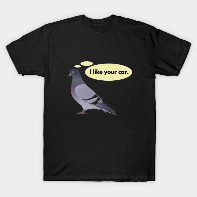 Men Black Print T-shirt Pigeon Likes Your Car No-Cut Transfer Paper Print Cotton Tshirt 2XL чёрный