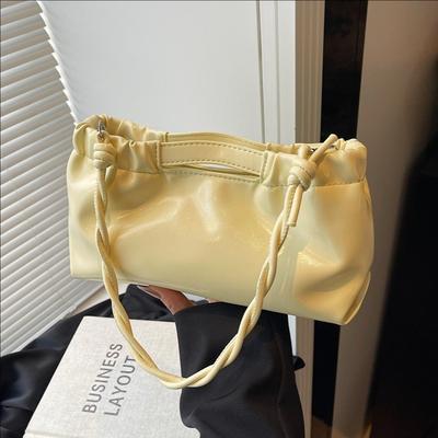 Neue modische und lässige tragbare Schultertasche mit großem Fassungsvermögen für Damen, plissiert, einfarbig, vielseitige Unterarmtasche