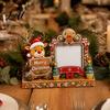 Poplar Wood Photo Frame Christmas 2D Wooden Picture Frame Painted Snowman Santa Xmas Rustic Tabletop Decoration Decor Keepsake Ornament Holiday
