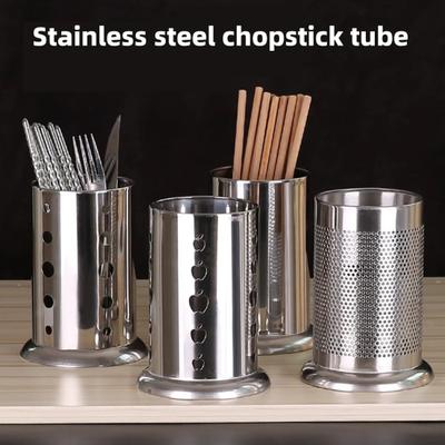 Stainless Steel Chopstick Storage Barrel Knife Fork Holder Large Capacity Hollow