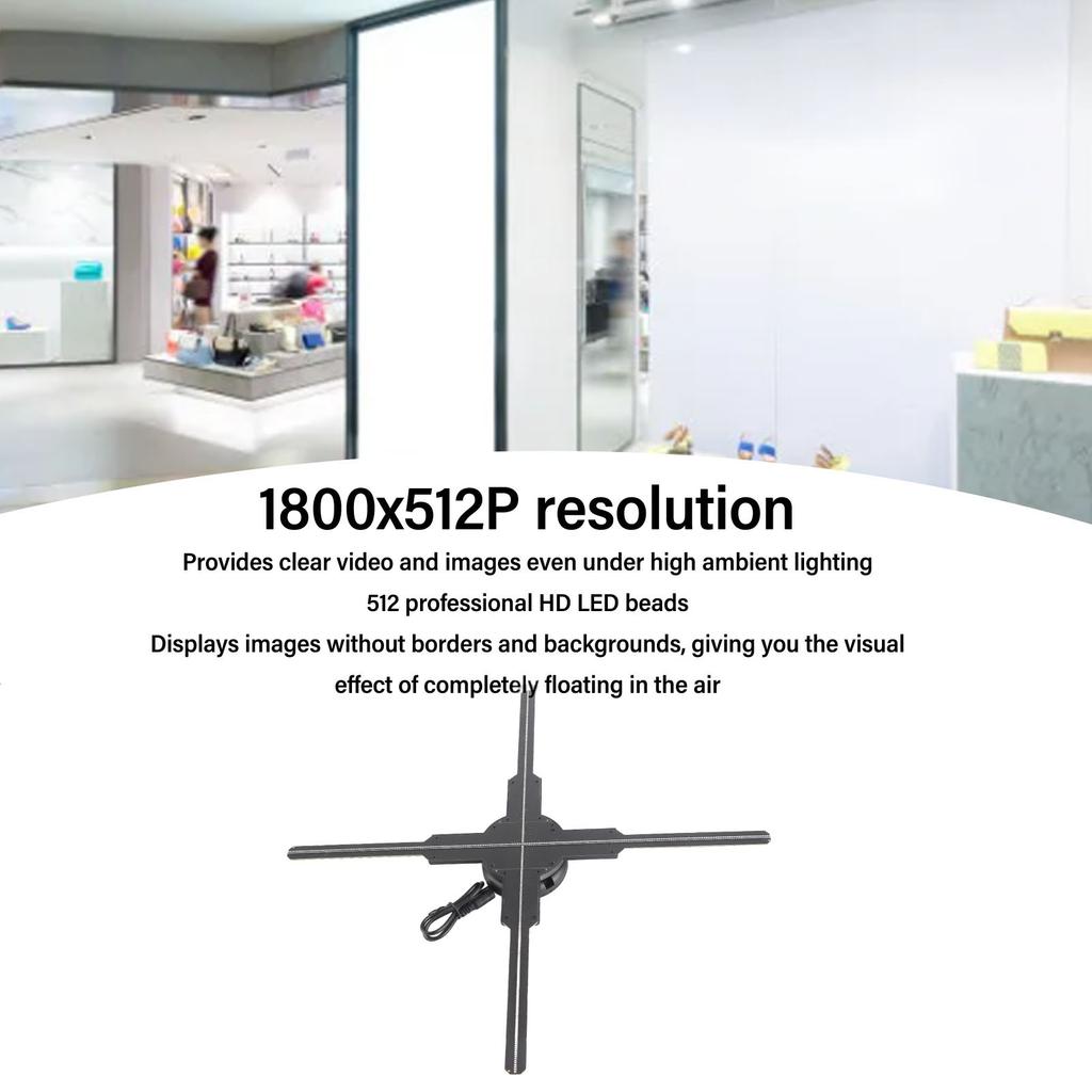 3D Hologram Fan 45cm 4 Blades 3D Holographic Projector Video Advertising Display Fan with 512LED 8GB Memory Card for Party Bar