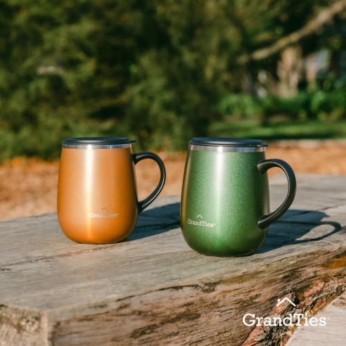 GRANDTIES Premium Vacuum Insulated Mug, 460ml, Available in 19 Colors, with Easy-Open Sliding Lid, Stainless Steel Double-Wall Vacuum Insulation, and