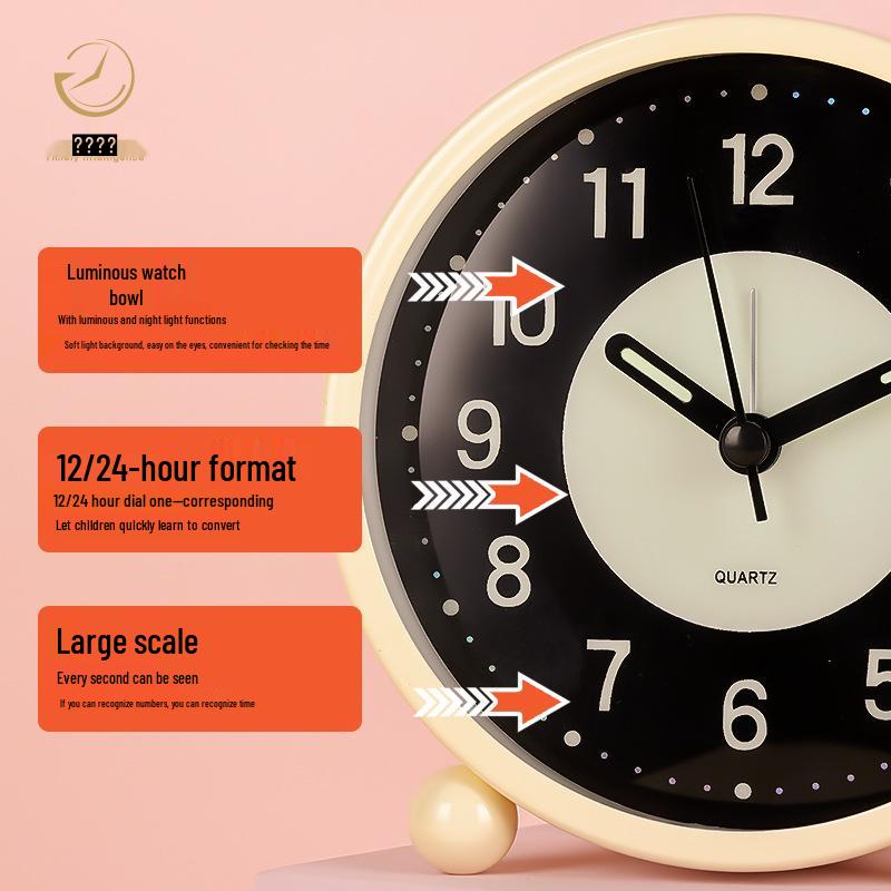 4.5-inch Luminous Silent Metal LED Alarm Clock - Student Bedside Table Clock