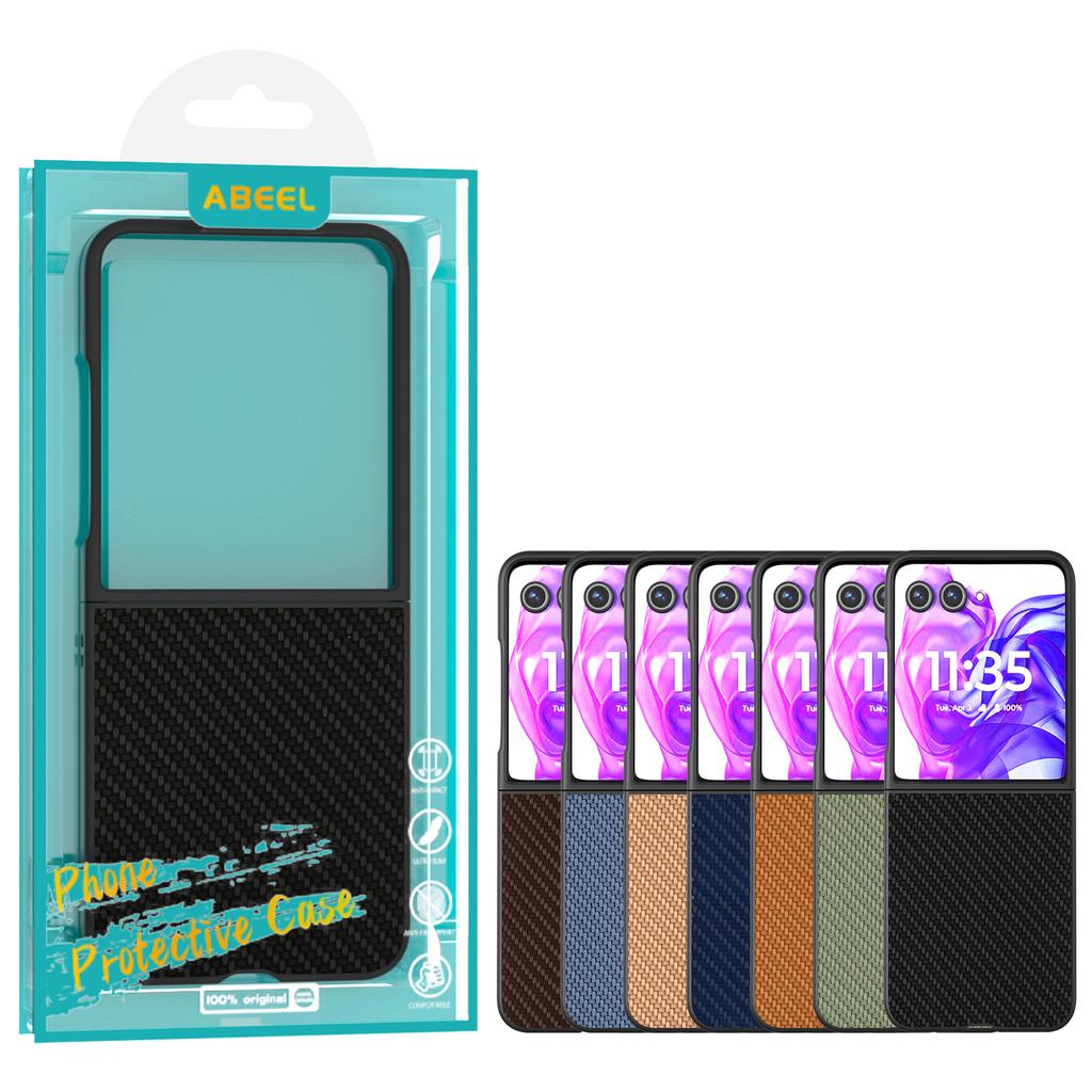 For Motorola Razr 50 Ultra 5G Phone Case Carbon Fiber Texture PU+PC Cover